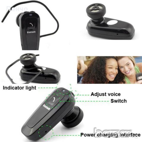 Безжична Bluetooth блутут слушалка слушалка Handsfree хендсфрее за телефон за iPhone Samsung, снимка 1 - Слушалки, hands-free - 21366116
