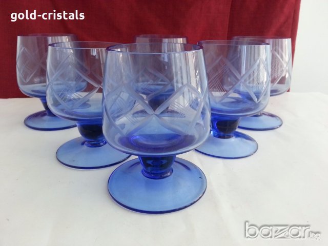 Стъклени чаши кобалт, снимка 4 - Антикварни и старинни предмети - 19293165