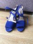 Тъмносини сандали от естествен велур, снимка 1 - Сандали - 26150561