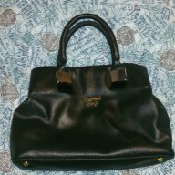 Черна кожена дамска чанта, снимка 1 - Чанти - 11954053