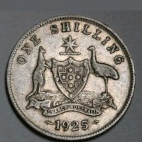 AUSTRALIA ONE SHILLING 1925 RARE, снимка 1 - Нумизматика и бонистика - 24834570
