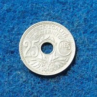 25 центимес Франция 1939- нециркулирали с гланца, снимка 1 - Нумизматика и бонистика - 25481374