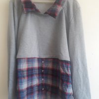 Нова комбинирана дамска блуза с дълъг ръкав, снимка 1 - Блузи с дълъг ръкав и пуловери - 22746843