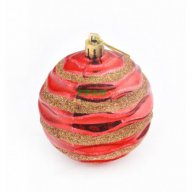Комплект от 6 бр.  цветни топки за окачване на елха. Изработени от PVC материал, декорирани с брокат, снимка 1 - Декорация за дома - 16202360