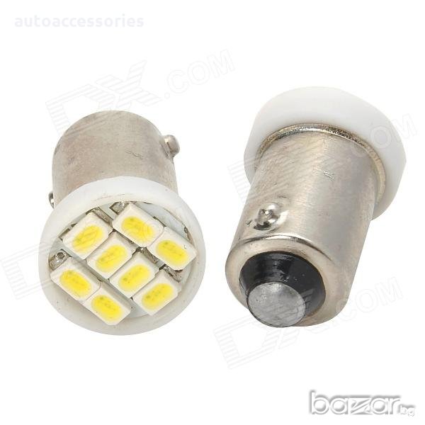 3000051404 LED Диодна крушка BA9S 0.8W 32lm 1206 8SMD led със цокъл бяла	, снимка 1