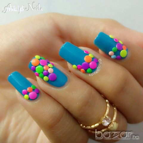 400 бр 2-3 мм НЕОН декорация за нокти маникюр декоративни пайети капси метални цветни точки, снимка 2 - Продукти за маникюр - 15482656