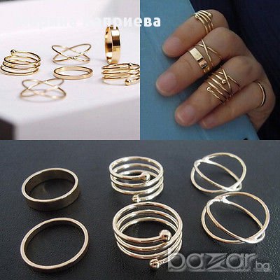 Златисти пръстени 6 броя /А-45/, снимка 1 - Пръстени - 15195163