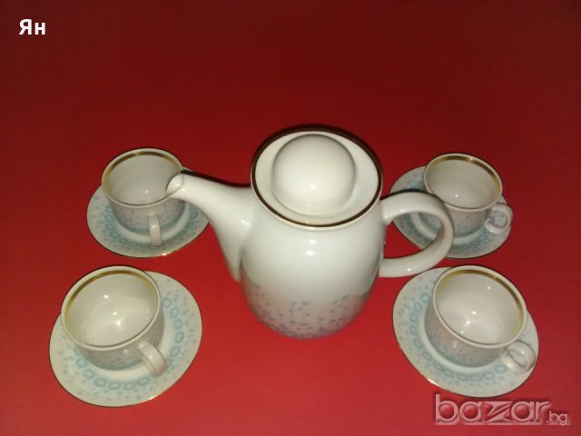 Качествен Български Порцелан-Сервиз Чайник с Чашки