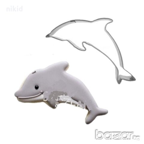 Издължен делфин метален резец форма за украса декорация торта мъфин сладка бисквитка