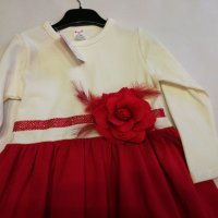 РОКЛЯ бяло и червено  с червено цвете 1,2,3,годинки, снимка 3 - Детски рокли и поли - 20155461