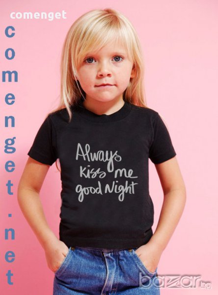 ПРОМО ЦЕНА! Дизайнерска детска тениска KISS ME ALWAYS! Бъди различен поръчай с твоя снимка!, снимка 1