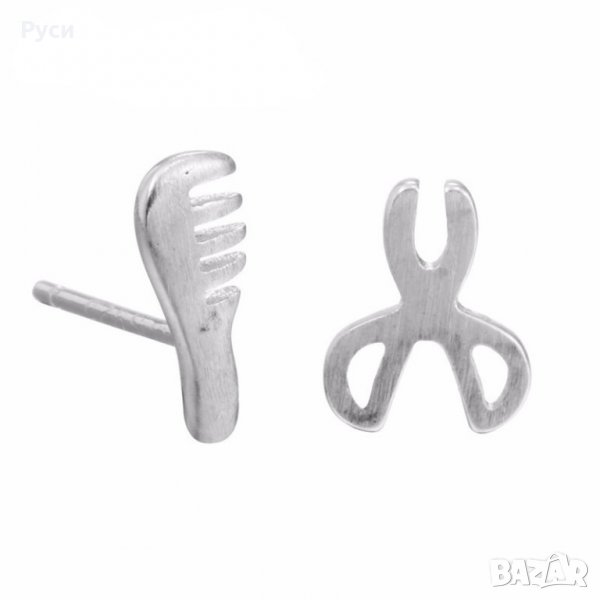 Обеци ножица + гребен, снимка 1