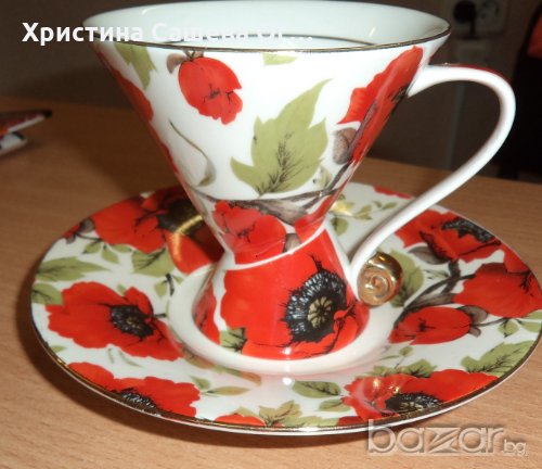 Оригинална чаша за чай или кафе с макове, снимка 1