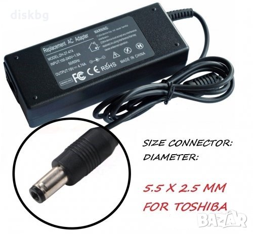 Ново зарядно за TOSHIBA лаптоп от 220V на 90W/19V, снимка 1