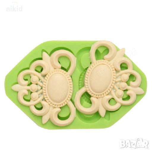 2 бр едра брошка бижу силиконов молд форма за декорация и украса торта фондан шоколад, снимка 1