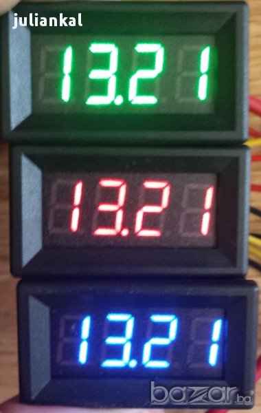 Цифров дигитален волтметър Dс 0 - 200 волта волтмер зелени / червени/син, снимка 1