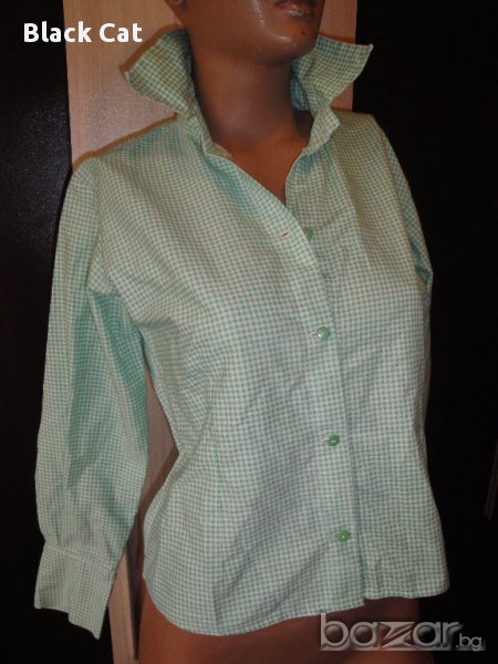 Светлозелена карирана дамска риза, блуза с дълъг ръкав, ръкави, дамски топ, жилетка, снимка 1