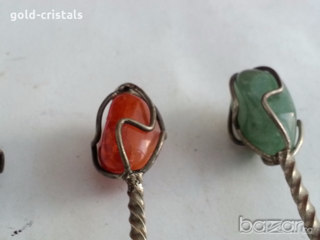 Посребрени  вилички с натурален  камък, снимка 9 - Антикварни и старинни предмети - 20206346