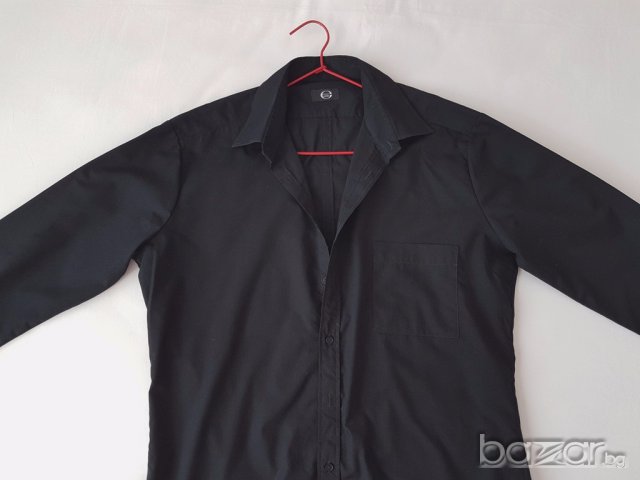 Черна мъжка риза Elite, М размер, снимка 5 - Ризи - 17956333