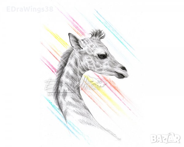 Рисунка "Жирафче" с рамка, снимка 4 - Картини - 23701240