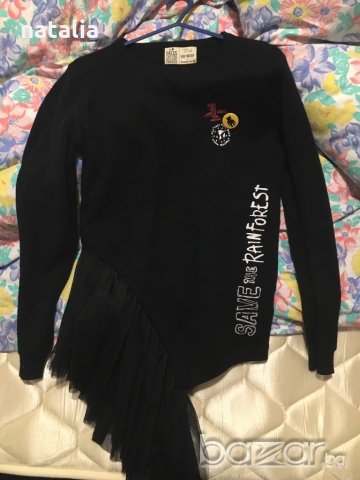 НАМАЛЕНИЕ!Блуза с тюл черна, снимка 3 - Блузи с дълъг ръкав и пуловери - 20265508