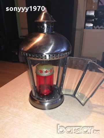 иноксов фенер с стъкла-за свещ-внос холандия-34х19см, снимка 2 - Колекции - 20893381