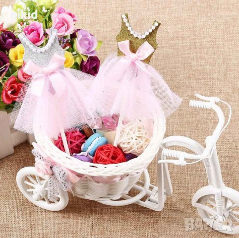 Сребриста Златиста брокатена рокля с тюл и перлички топер украса декор за парти рожден ден Моминско 