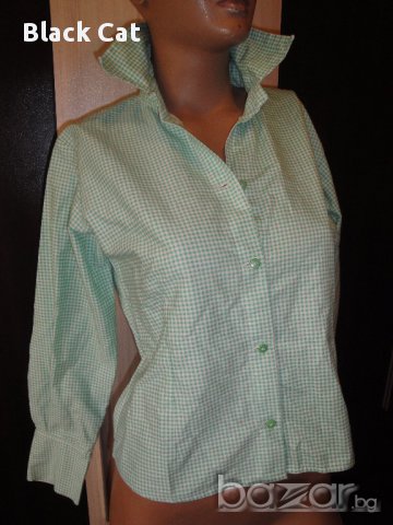 Светлозелена карирана дамска риза, блуза с дълъг ръкав, ръкави, дамски топ, жилетка, снимка 1 - Ризи - 13869321
