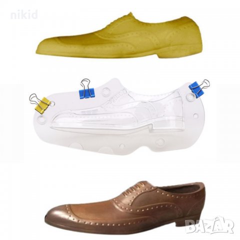 3D Мъжка Обувка Пластмасова Поликарбонатна отливка калъп - молд за шоколад Шоколадова черупка торта, снимка 2 - Форми - 22429878