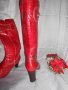 Елегантни кожени ботуши Fiorelli червени със златни елементи , снимка 3