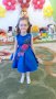 детска синя рокля с красива бродерия цвете и широка долна част, снимка 2