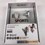 Слушалки Sony WI-SP600N, безжични, микрофон, Bluetooth, NFC, водоустойчиви IPX4, с батерия, бели 