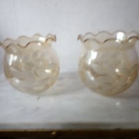 две стари стъкла за нощна лампа,полилей, снимка 1 - Настолни лампи - 22065499