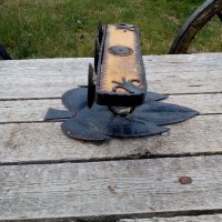 Старинен свещник от ковано желязо, снимка 4 - Антикварни и старинни предмети - 16781420