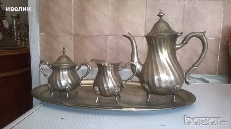 стар бронзов сервиз за кафе, снимка 1