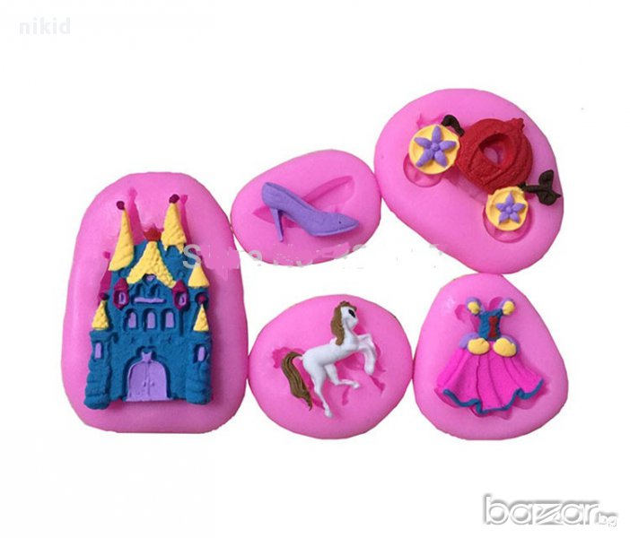 силиконов молд форма пепеляшка рокля дворец тиква кон обувка за украса торта фондан мъфини и др, снимка 1
