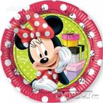 червен кант Мини Маус minnie 10 бр парти чинии чинийки, снимка 1