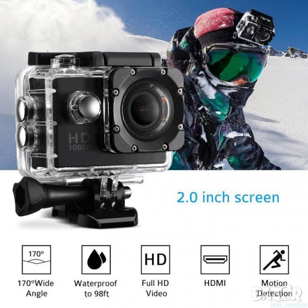 Екшън камера Full HD 1080P аналог на GoPro в Камери в гр. Шумен -  ID23152492 — Bazar.bg