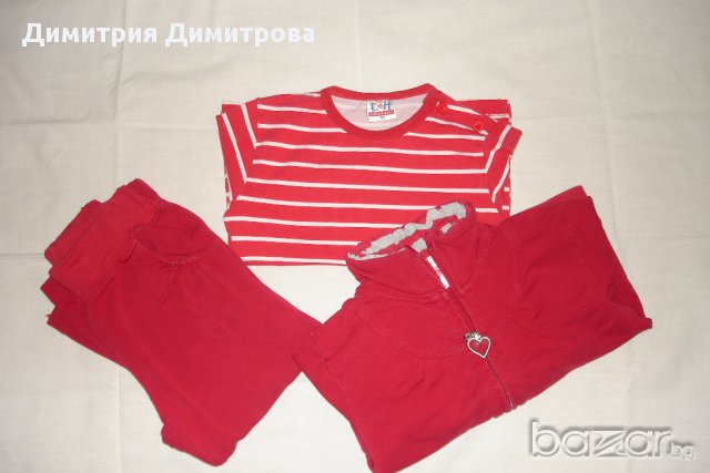 Страхотен червен анцунг + блузка подарък, снимка 1 - Бебешки блузки - 11365787