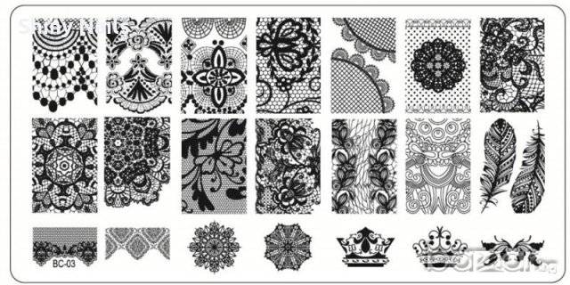 декорации дантела плочка / щампа шаблон за печат на нокти - Нова BC-03