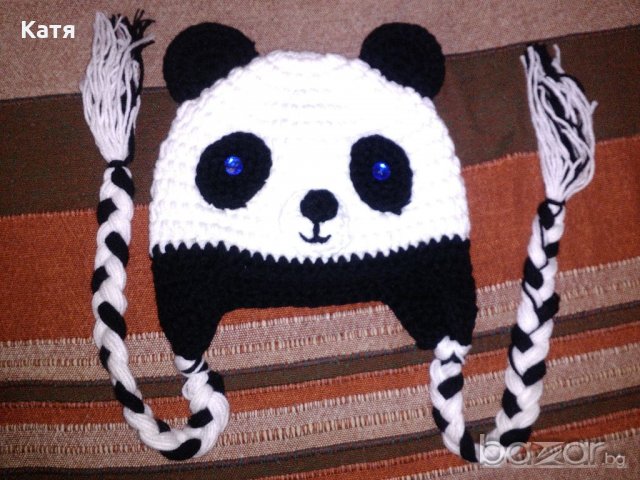 Нова ръчно плетена шапка, бебешка, панда, handmade в Бебешки шапки в гр.  София - ID21091810 — Bazar.bg