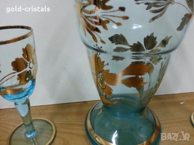 ретро чаши с гарафа за ракия с позлата Чехословакия , снимка 11 - Антикварни и старинни предмети - 22343353