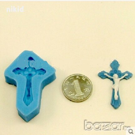 Мини кръстче кръст с Исус силиконова форма молд кръщене за украса декорация торта фондан сладки и др