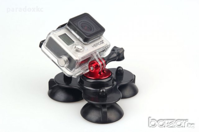 GoPro тройна вакуум вендуза стойка за кола стъкло + ПОДАРЪК болт гопро, снимка 4 - Камери - 11793872