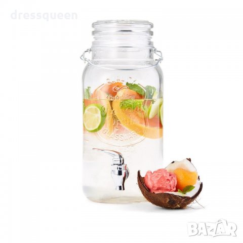 Диспенсър за напитки - стъклен буркан с канелка 2литра, снимка 2 - Домашни напитки - 23451202