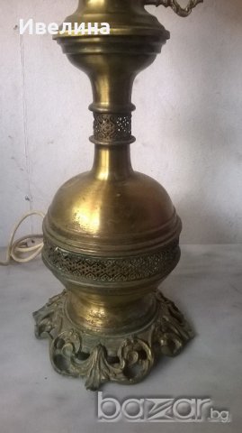 стара нощна лампа от месинг, снимка 2 - Настолни лампи - 17990041