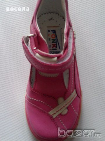 Детски обувки за момиче от естествена кожа с лепенка, ортопедични в розово, снимка 6 - Детски маратонки - 10109172