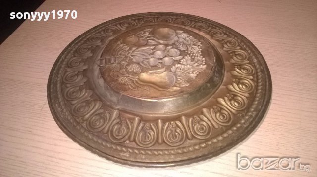 Голяма релефна чиния за стена-мед/месинг 32см-внос швеицария, снимка 2 - Антикварни и старинни предмети - 13397132