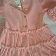 Детска рокля памучен плюш с  волани r дълъг ръкав в бледо розов цвят, снимка 3 - Детски рокли и поли - 9619278
