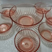 Стъклени купички розово стъкло, снимка 1 - Сервизи - 24077757